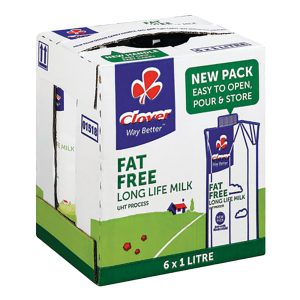 Clover Milk Long Life Fat Free , 6/Pack 1 Lt