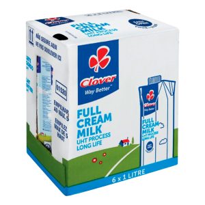 Clover Milk Long Life Full Cream, 6/Pack 1 Lt