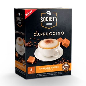 Society Cappuccino Sachets – Caramel Toffee 8’s