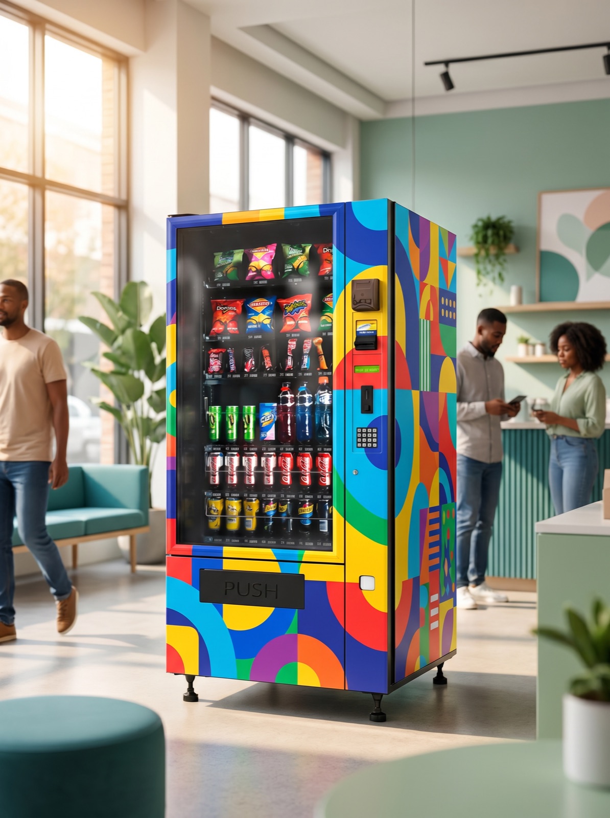 Custom-branded vending machine wrap