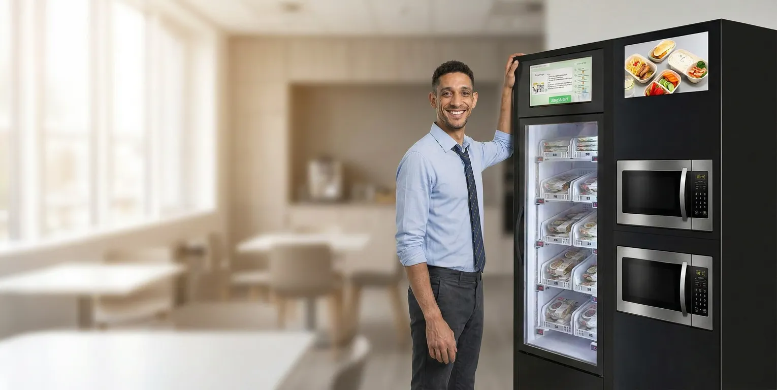 AI smart vending fridge station with cashless card reader
