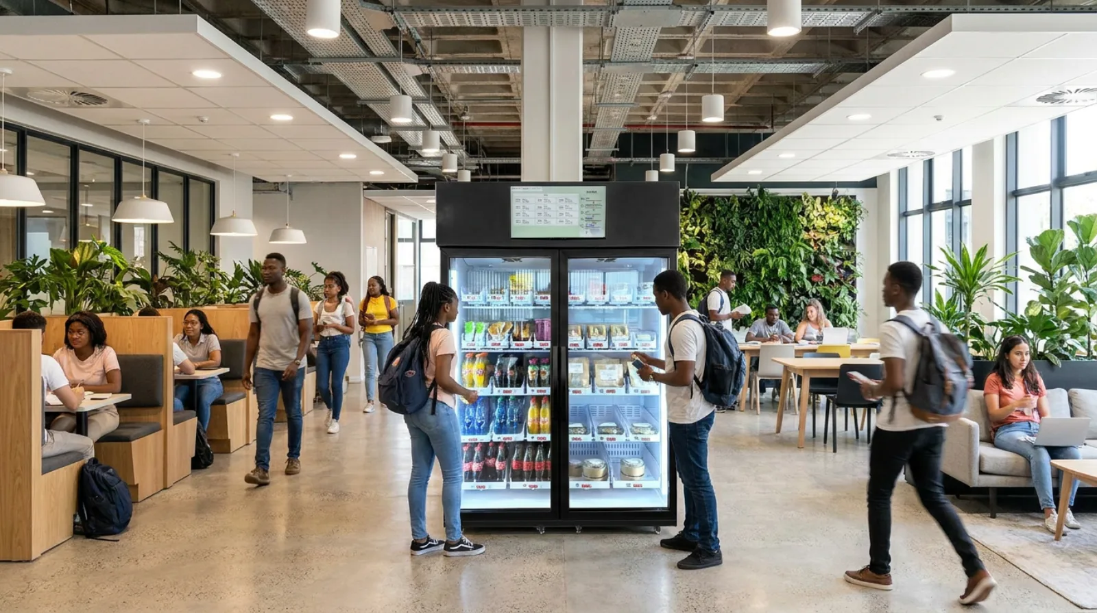 Smart Vending Fridge in a campus student hub