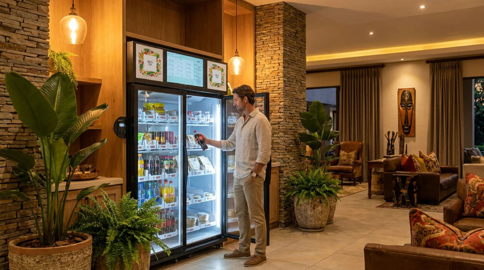 Smart Vending Fridge in a hotel lounge