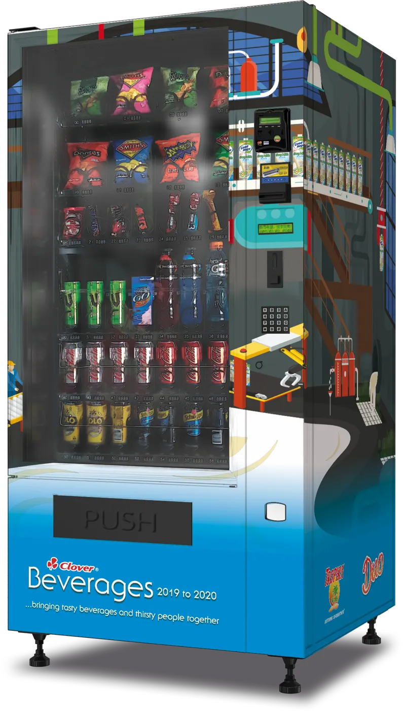 Clover Beverages branded vending machine