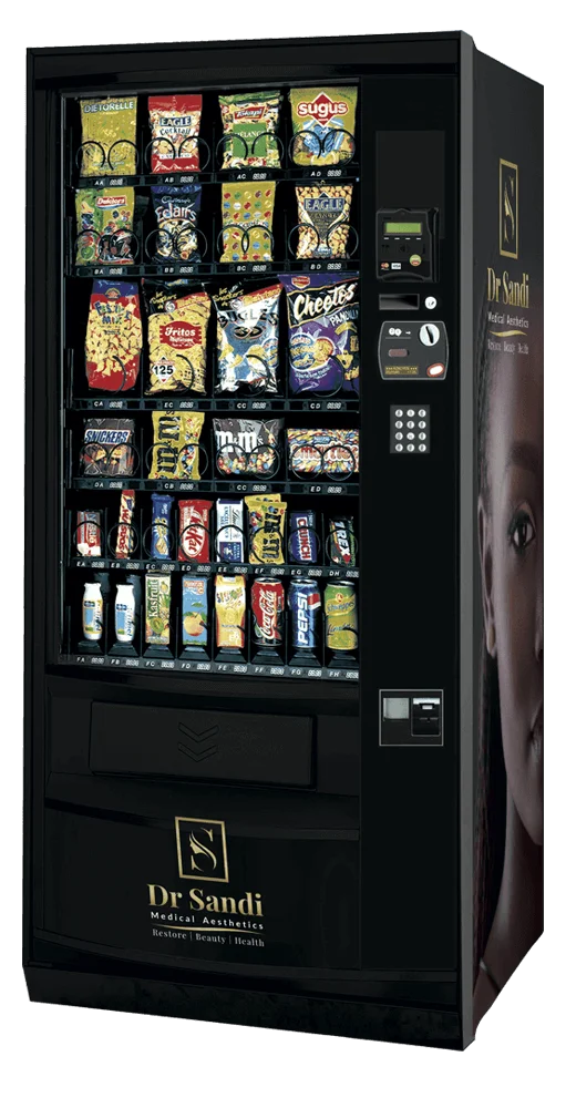 Dr Sandi branded vending machine in premium black