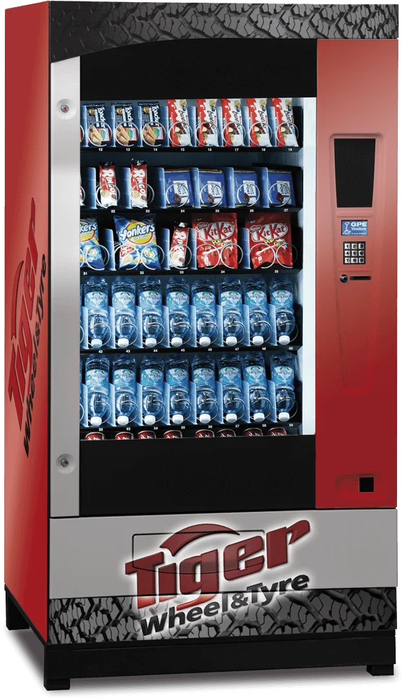Tiger Wheel and Tyre branded snack and drink machine