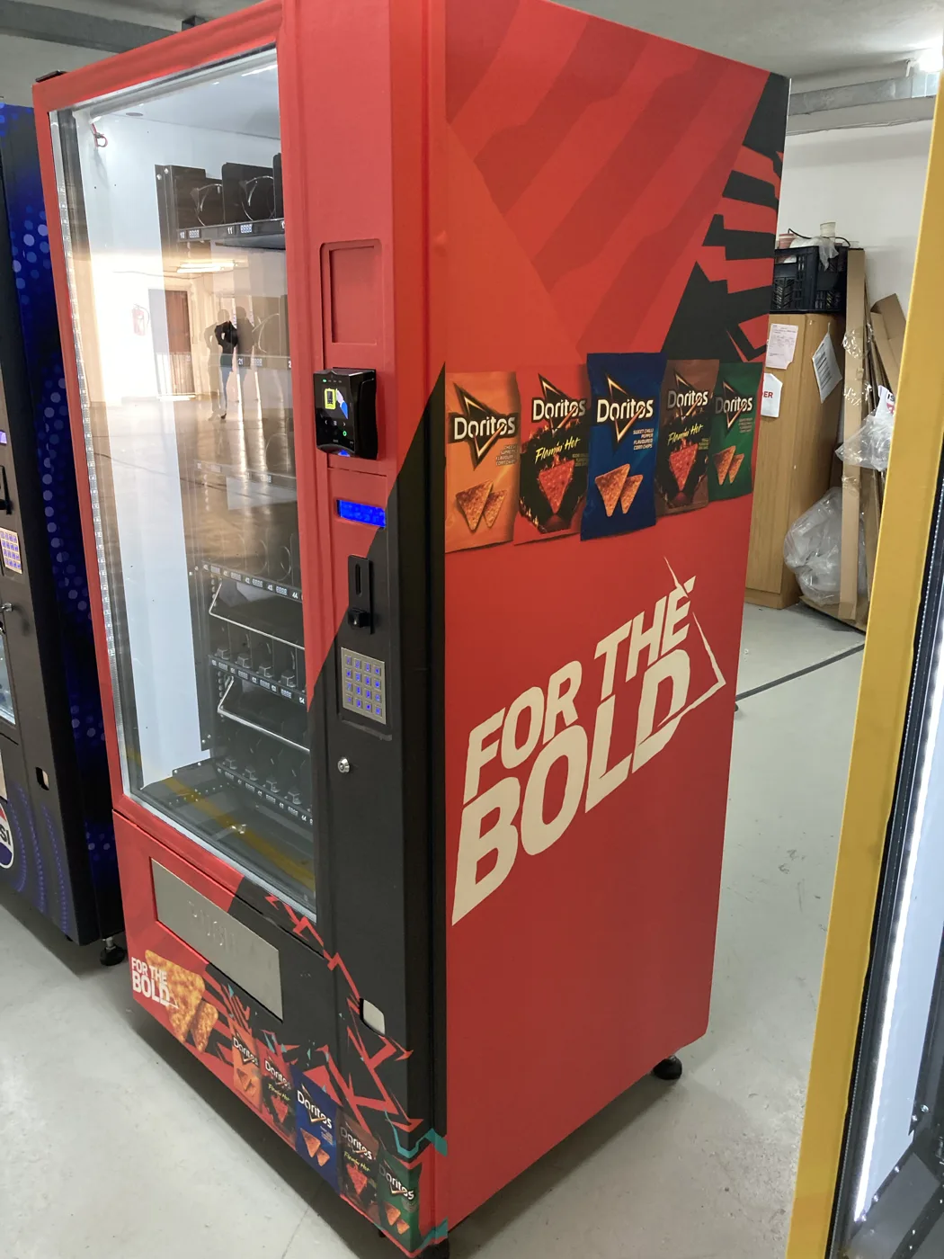 Doritos wrapped vending machine in the Vending Solutions workshop