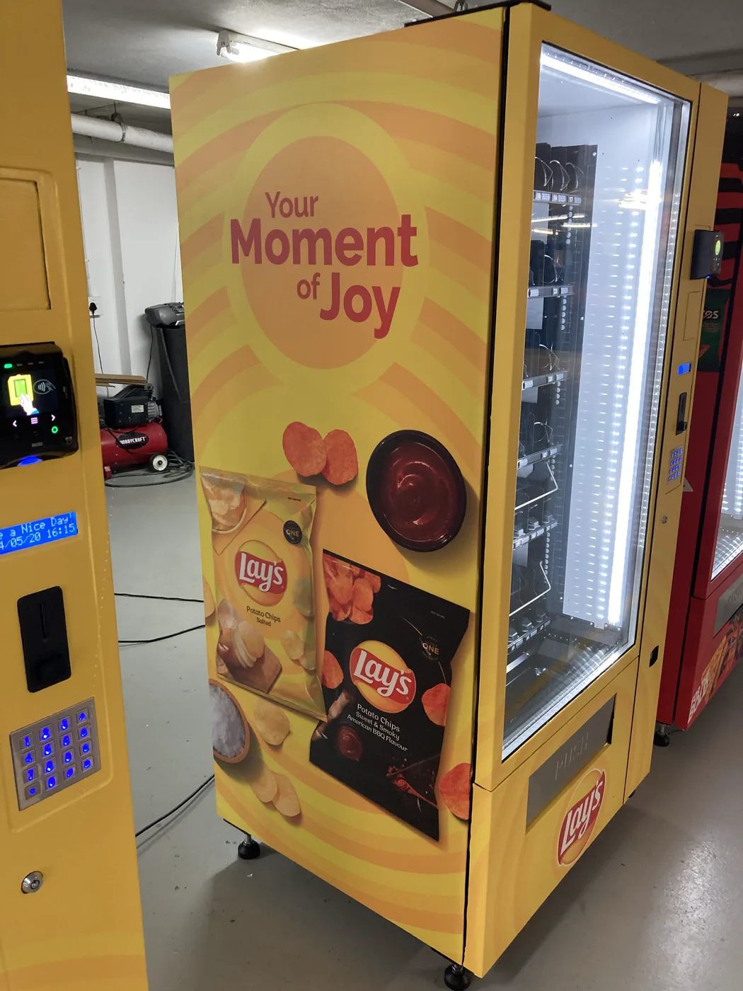 Lay's wrapped vending machine in the Vending Solutions workshop
