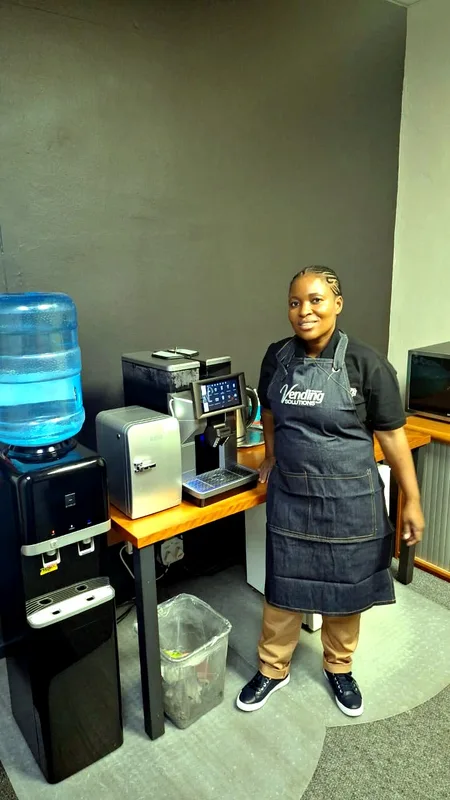 Barista station with coffee and water