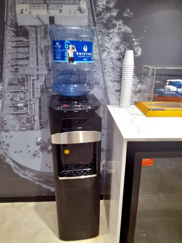 Bottled water cooler in the showroom