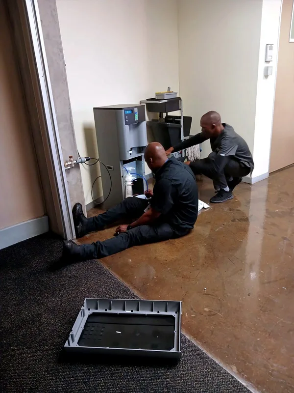 Repair call on a corridor water cooler