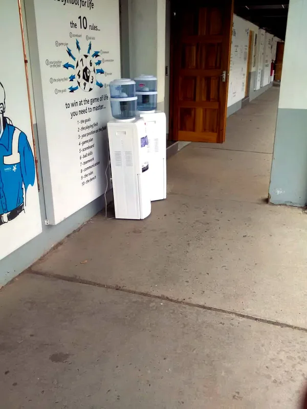 Two coolers installed in a school corridor